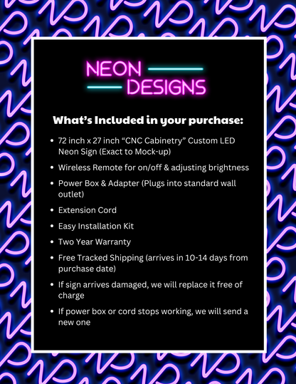 CNC Cabinetry - Premium Neon Artwork