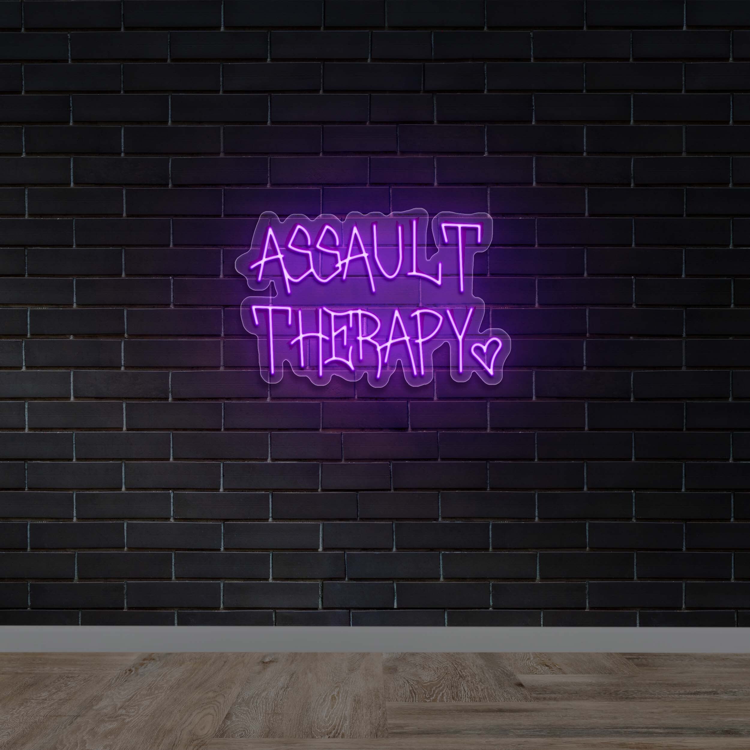Assault Therapy (October Crow font, with heart) - Premium Neon Artwork