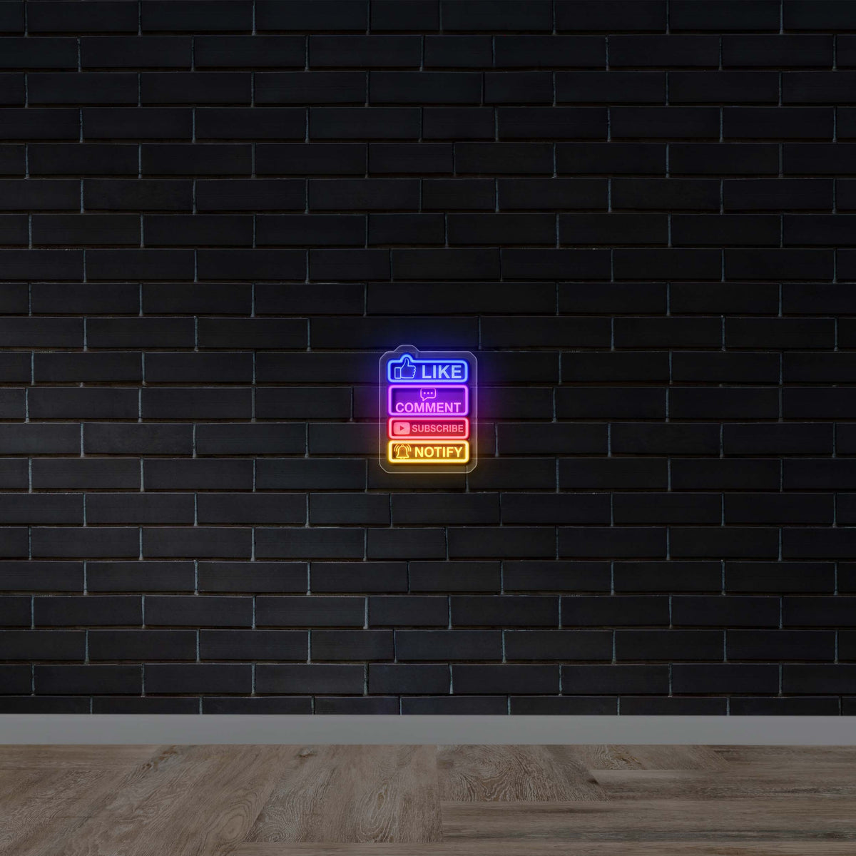 Like Comment Subscribe Notify - Premium Neon Artwork