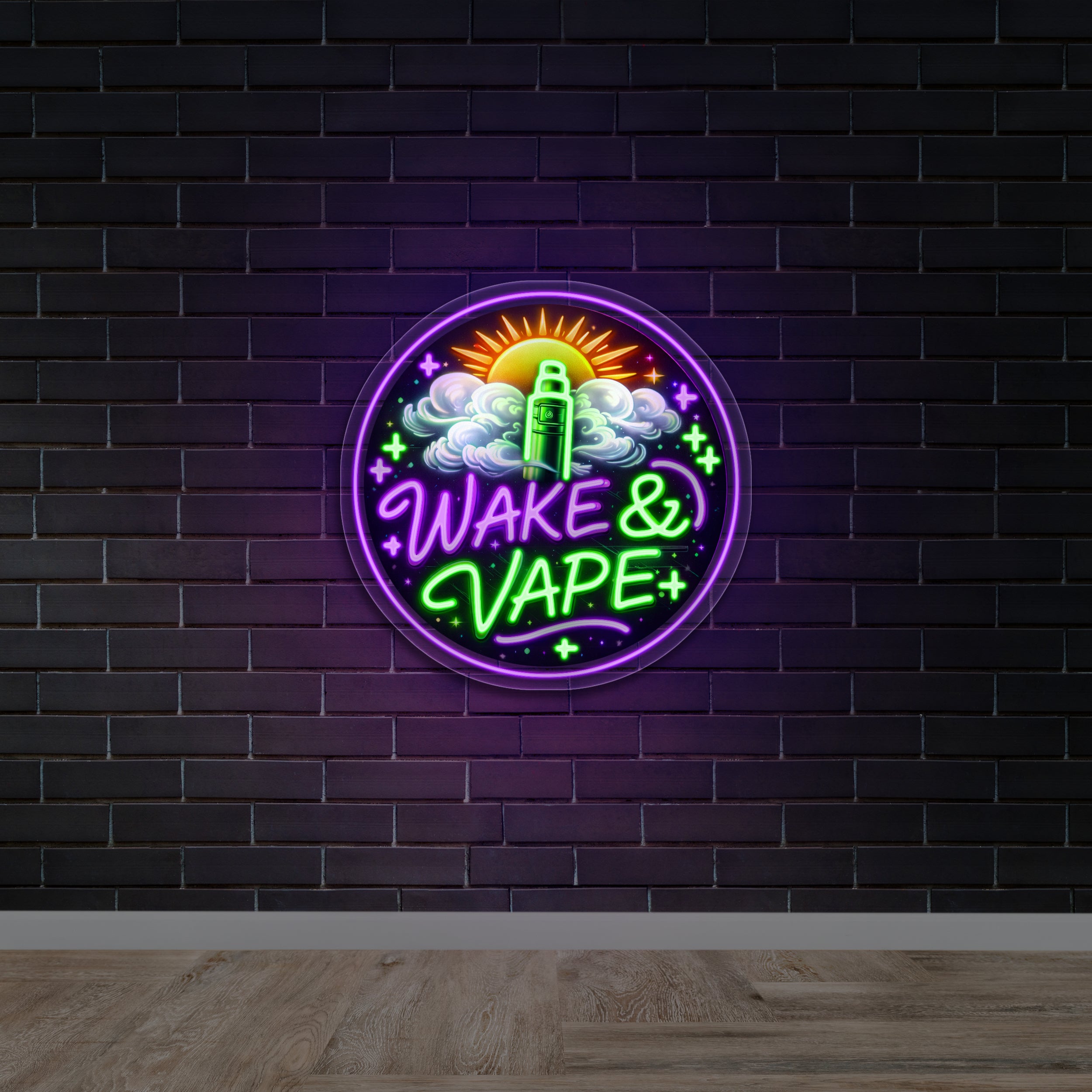 WAKE & VAPE - Premium Neon Artwork