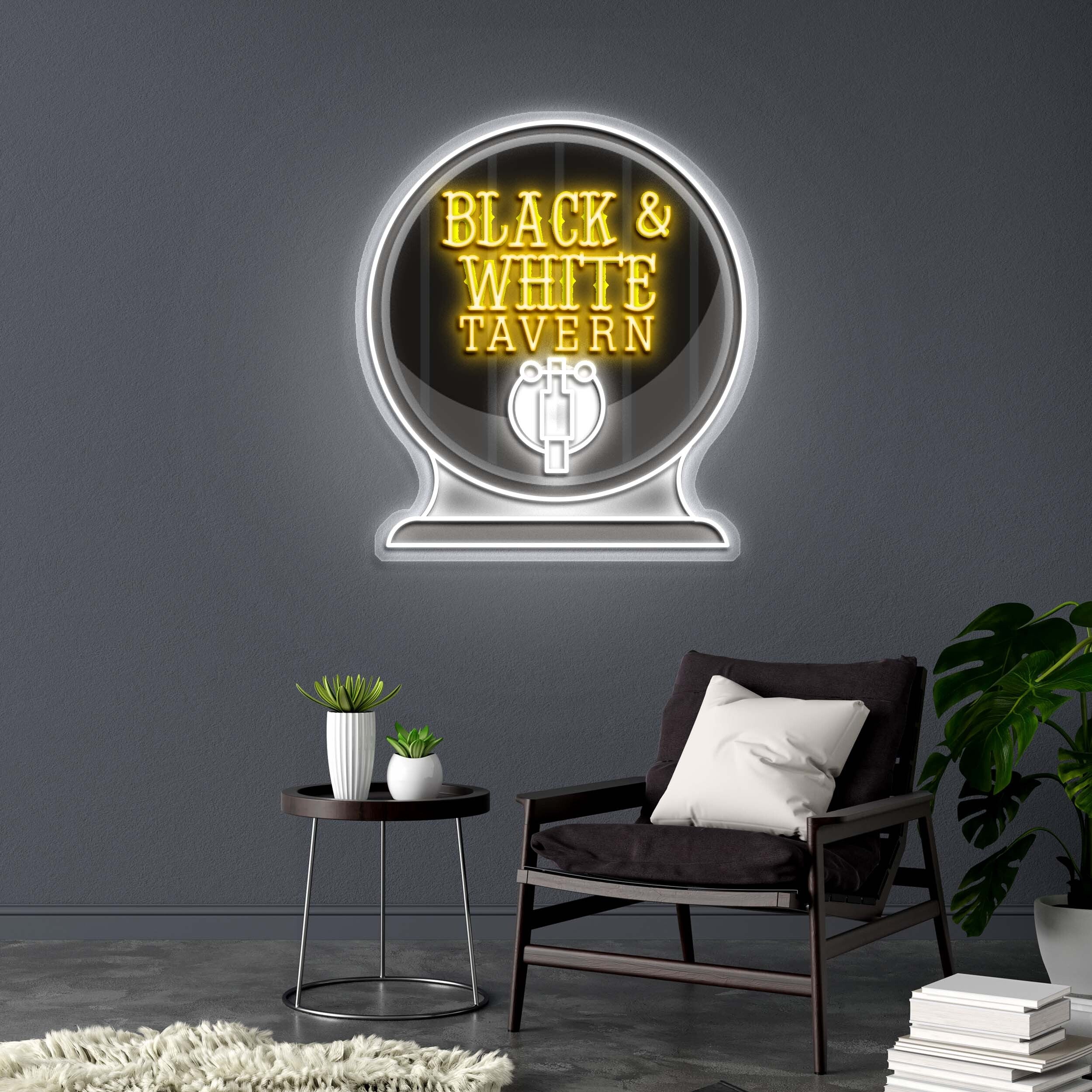 BLACK & WHITE TAVERN - Premium Neon Artwork