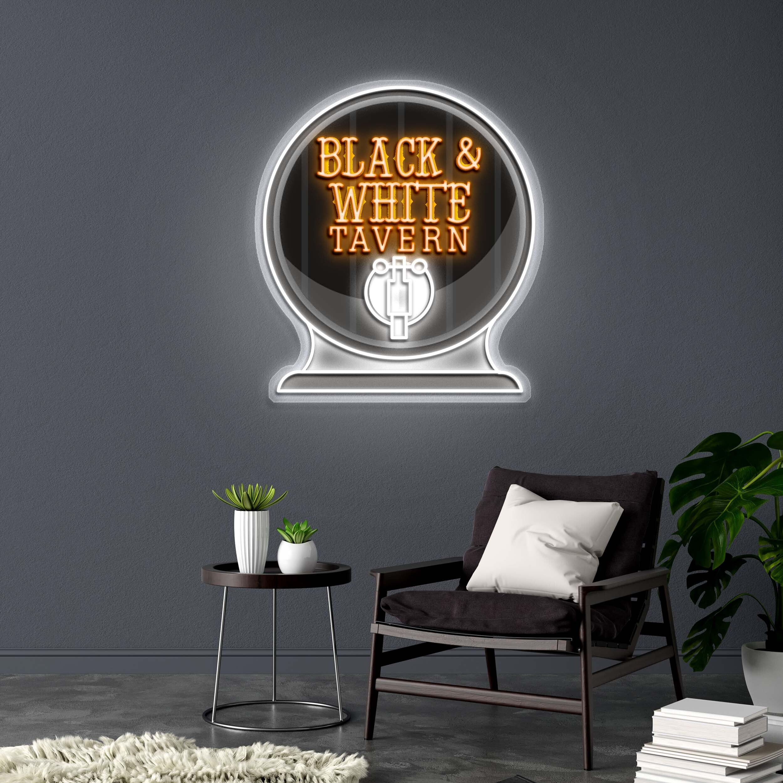 BLACK & WHITE TAVERN - Premium Neon Artwork