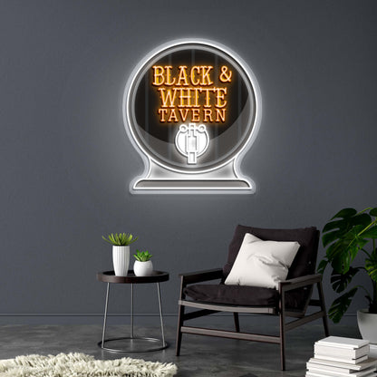 BLACK & WHITE TAVERN - Premium Neon Artwork