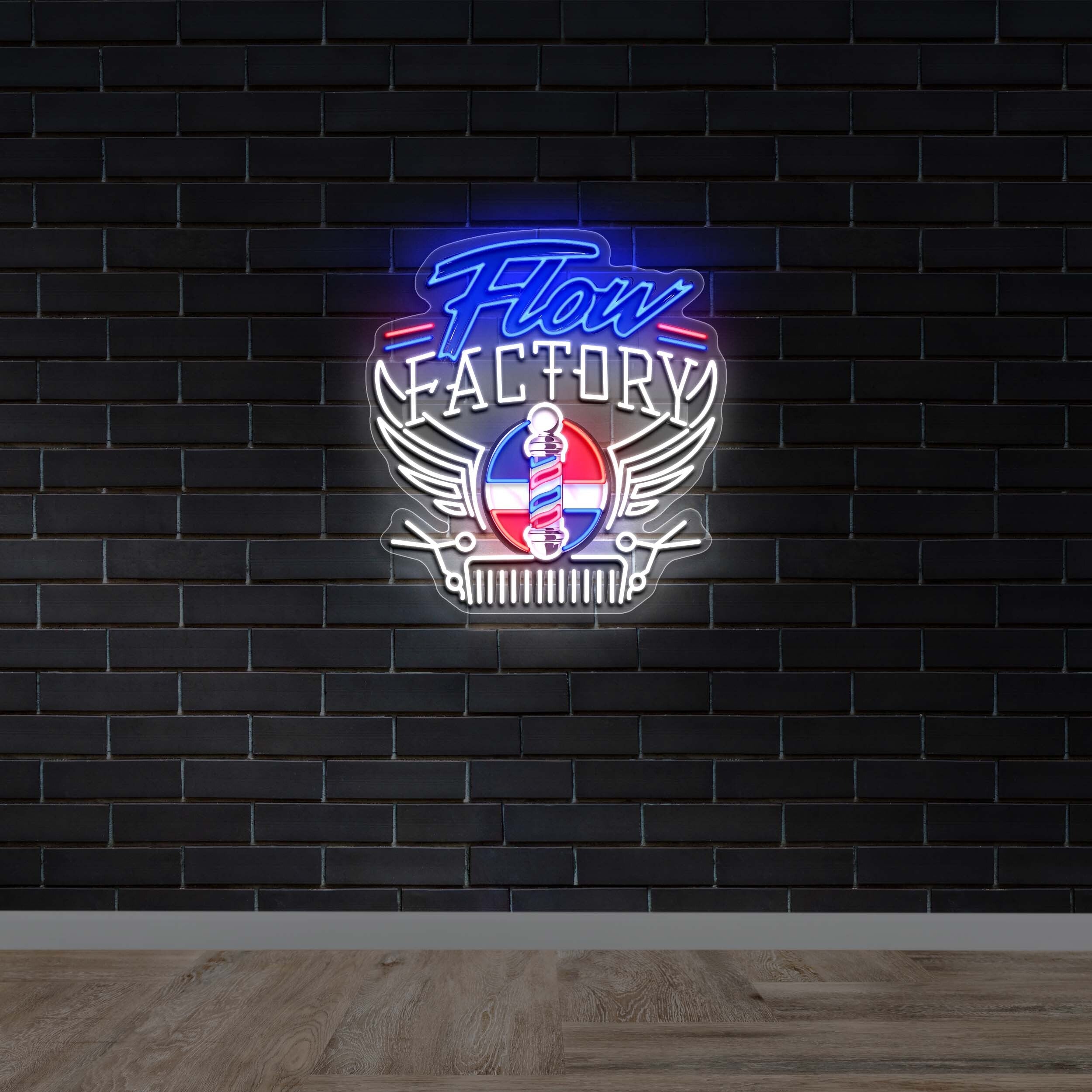 Flow Factory Barbershop - Premium Neon Artwork