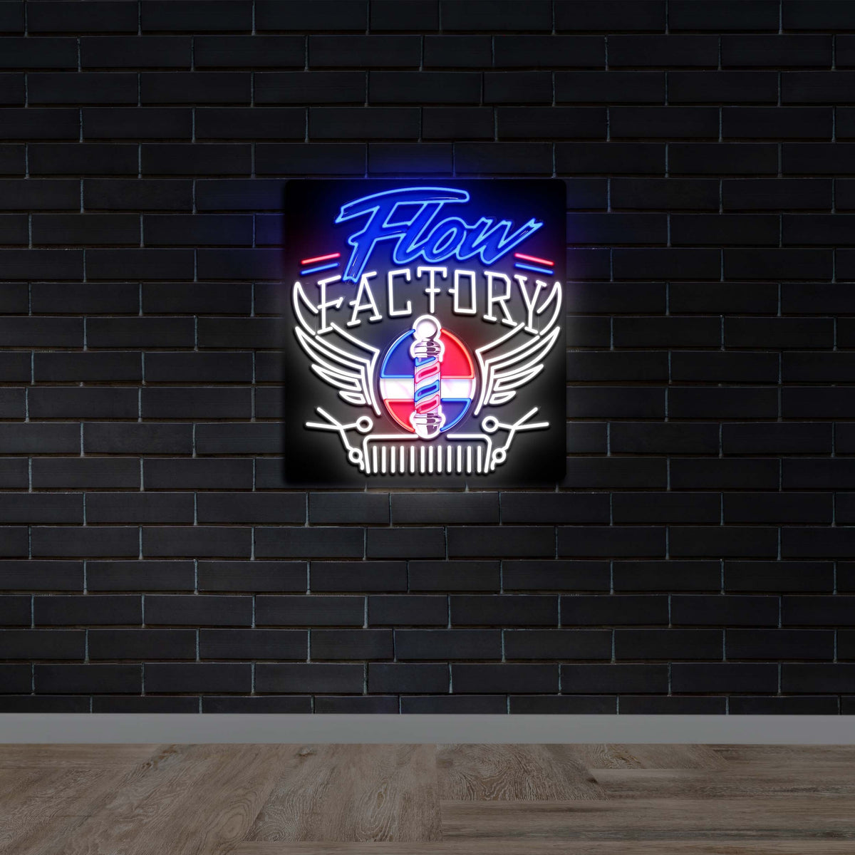 Flow Factory Barbershop - Premium Neon Artwork