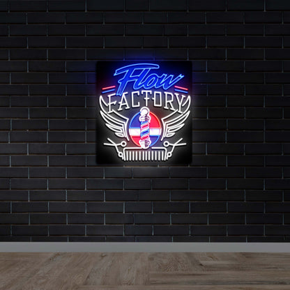 Flow Factory Barbershop - Premium Neon Artwork