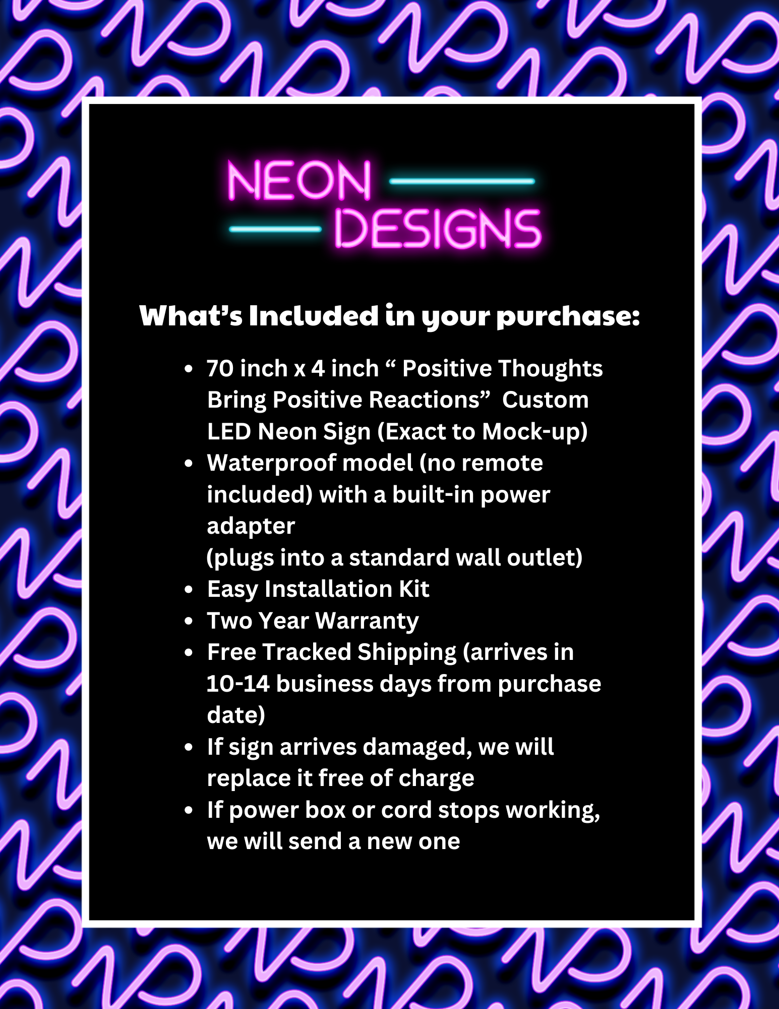 Positive Thoughts - Premium Neon Artwork