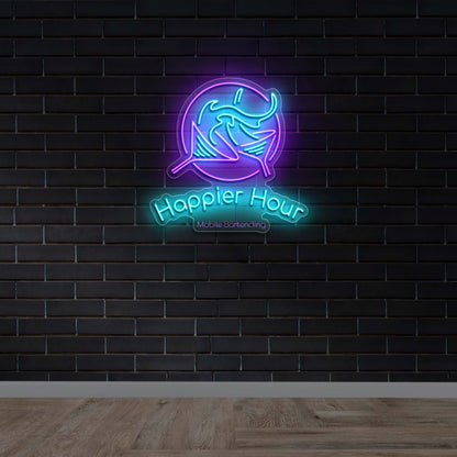 Happier Hour Mobile Bartending - Premium Neon Artwork