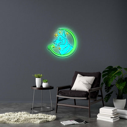 The Dog and the Moon - Premium Neon Artwork