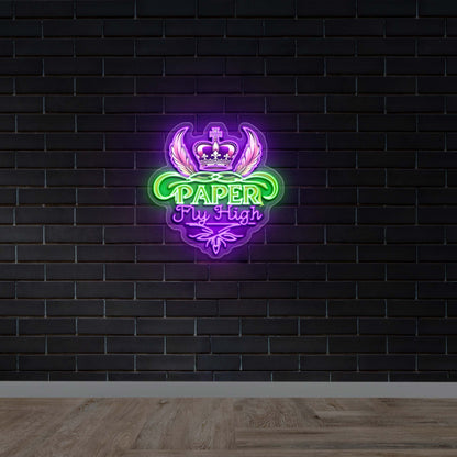 PAPER FLY HIGH - Premium Neon Artwork