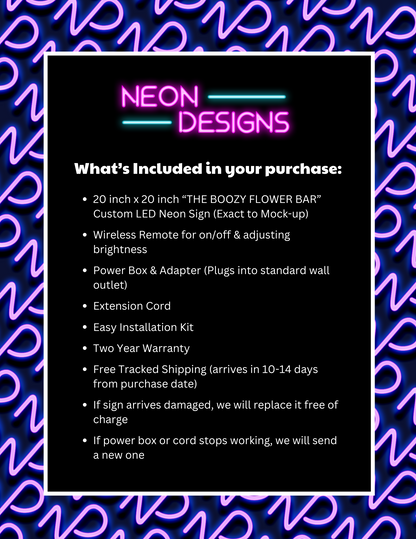 THE BOOZY FLOWER BAR - Premium Neon Artwork
