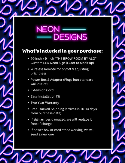 THE BROW ROOM BY ALO - Premium Neon Artwork