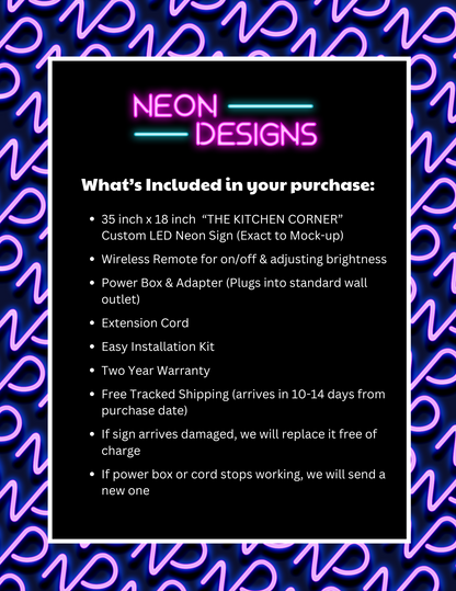 THE KITCHEN CORNER - Premium Neon Artwork
