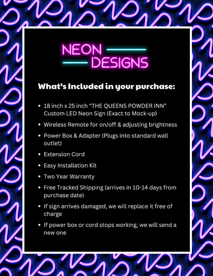 THE QUEEN'S POWDER INN - Premium Neon Artwork