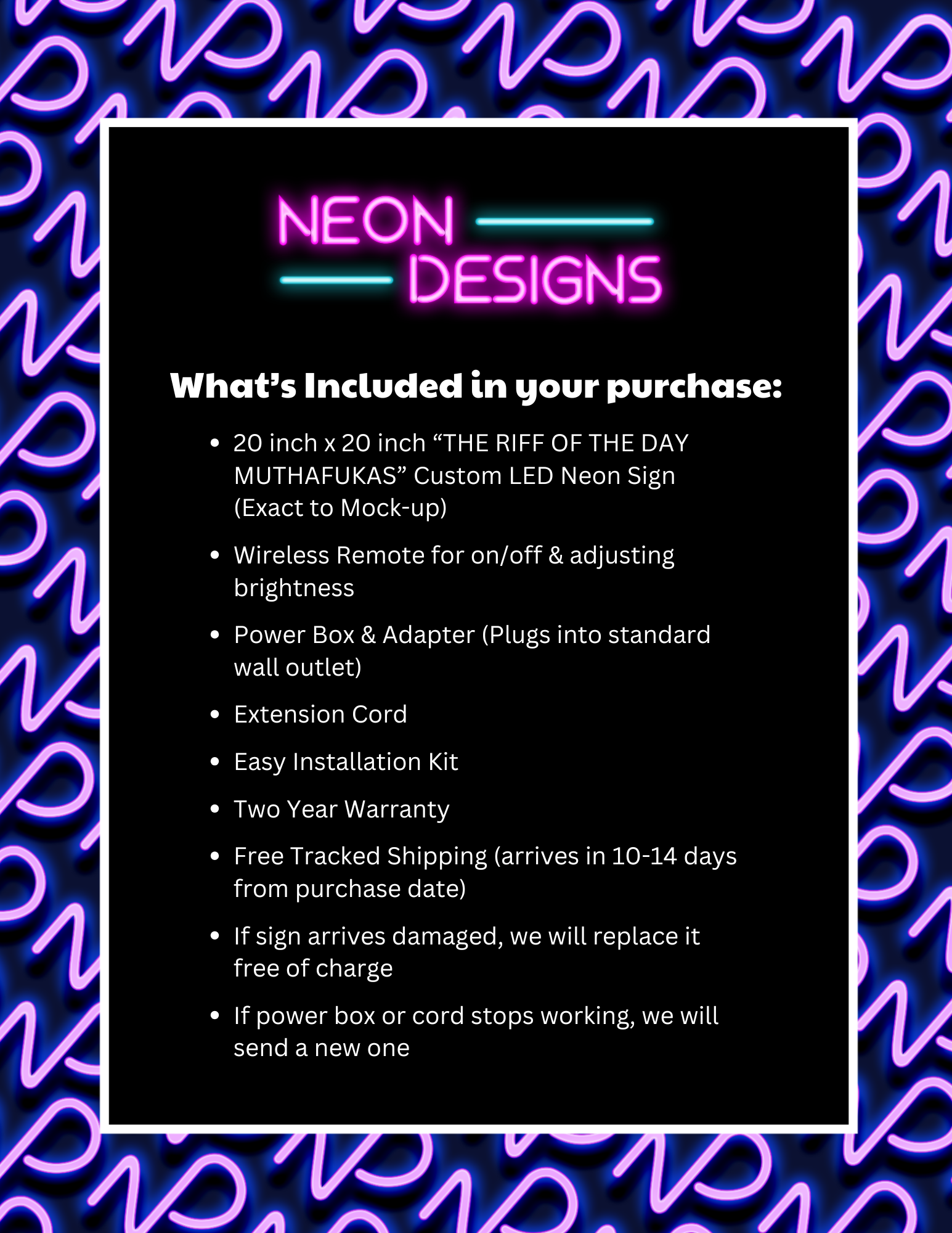 THE RIFF OF THE DAY MUTHAFUKAS - Premium Neon Artwork