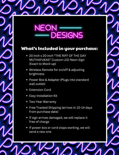 THE RIFF OF THE DAY MUTHAFUKAS - Premium Neon Artwork