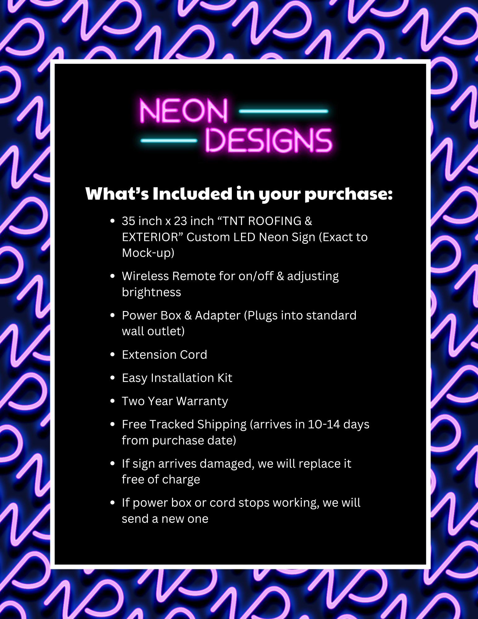TNT ROOFING & EXTERIOR - Premium Neon Artwork