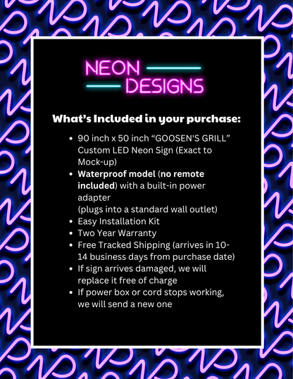 GOOSEN'S GRILL - Premium Neon Artwork