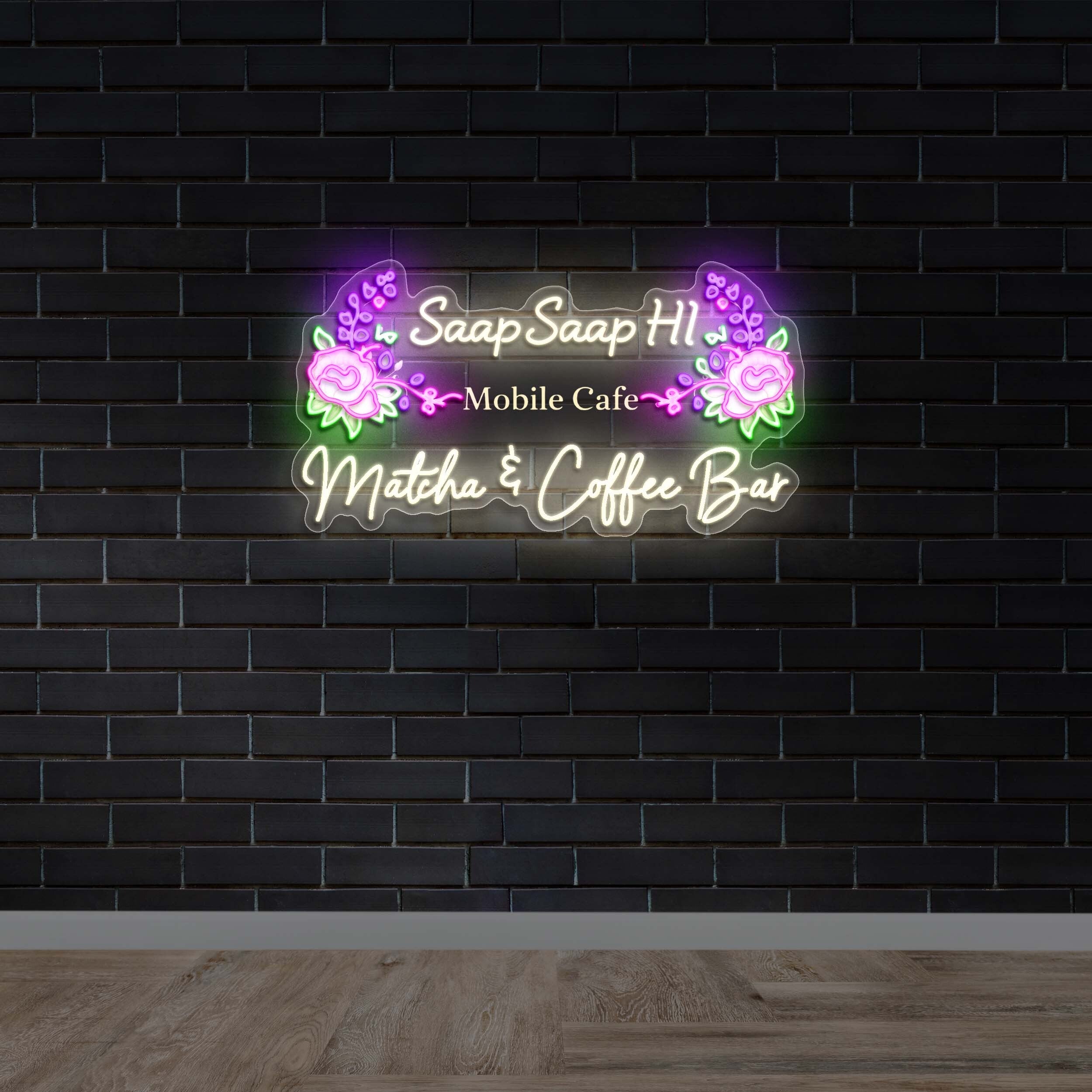Saap Saap HI Mobile Cafe | Text Only Middle Section - Premium Neon Artwork