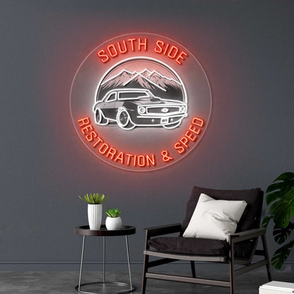 South Side Restoration & Speed Logo | 2nd version - Premium Neon Artwork