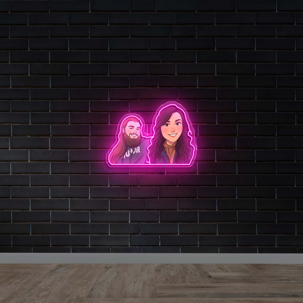 Jared & Tate Cartoon Couple - Premium Neon Artwork