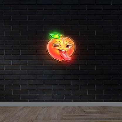 Salty Peach Cartoon - Premium Neon Artwork