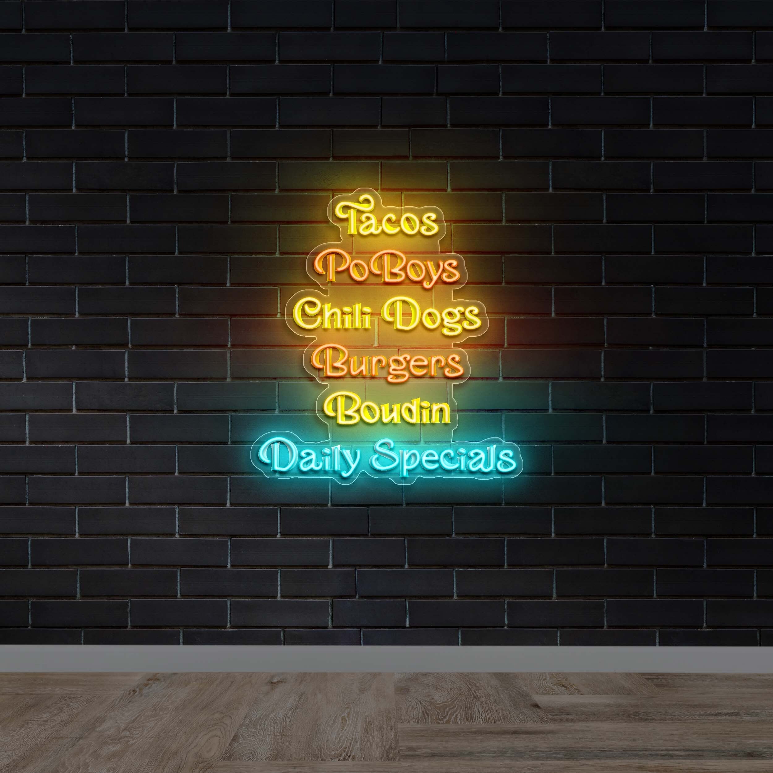 Tacos PoBoys Chili Dogs - Premium Neon Artwork