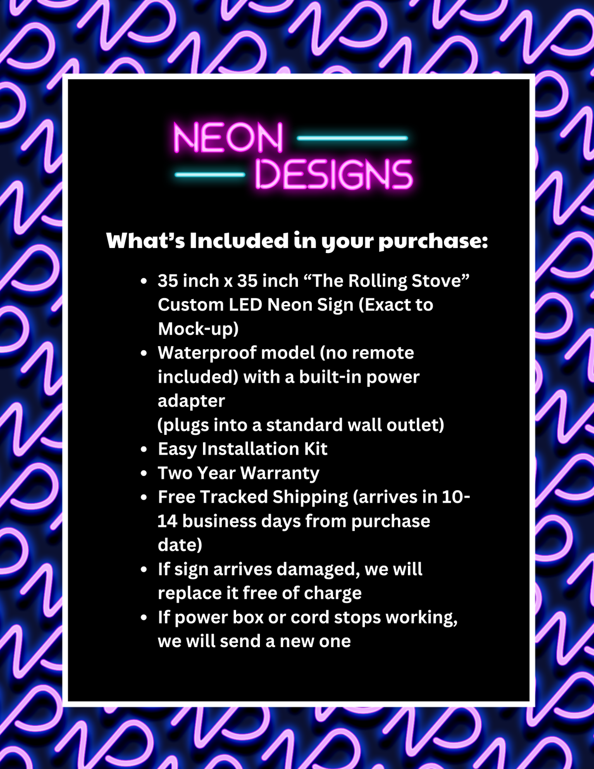 The Rolling Stove | Black Backing - Premium Neon Artwork