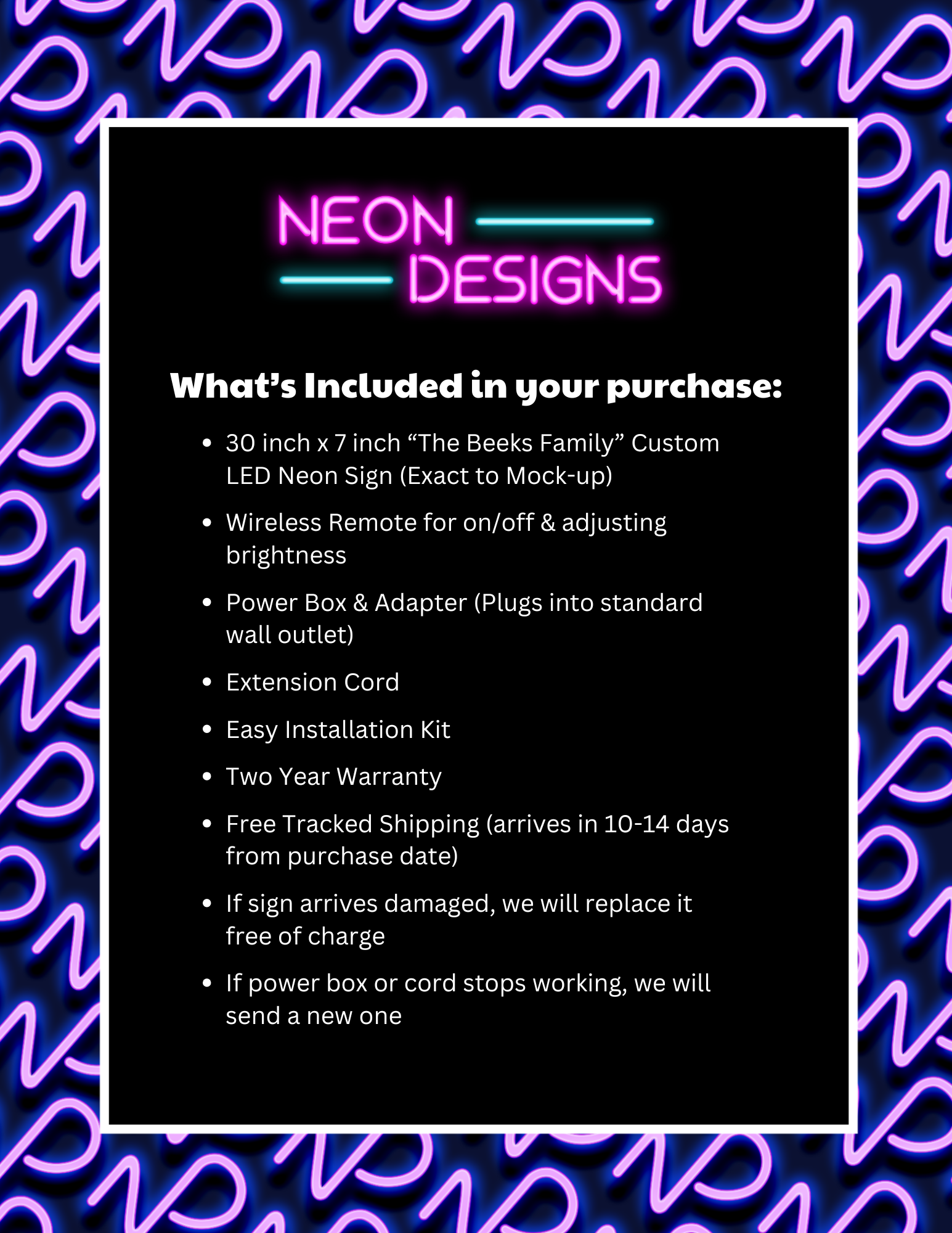 The Beeks Family - Premium Neon Artwork