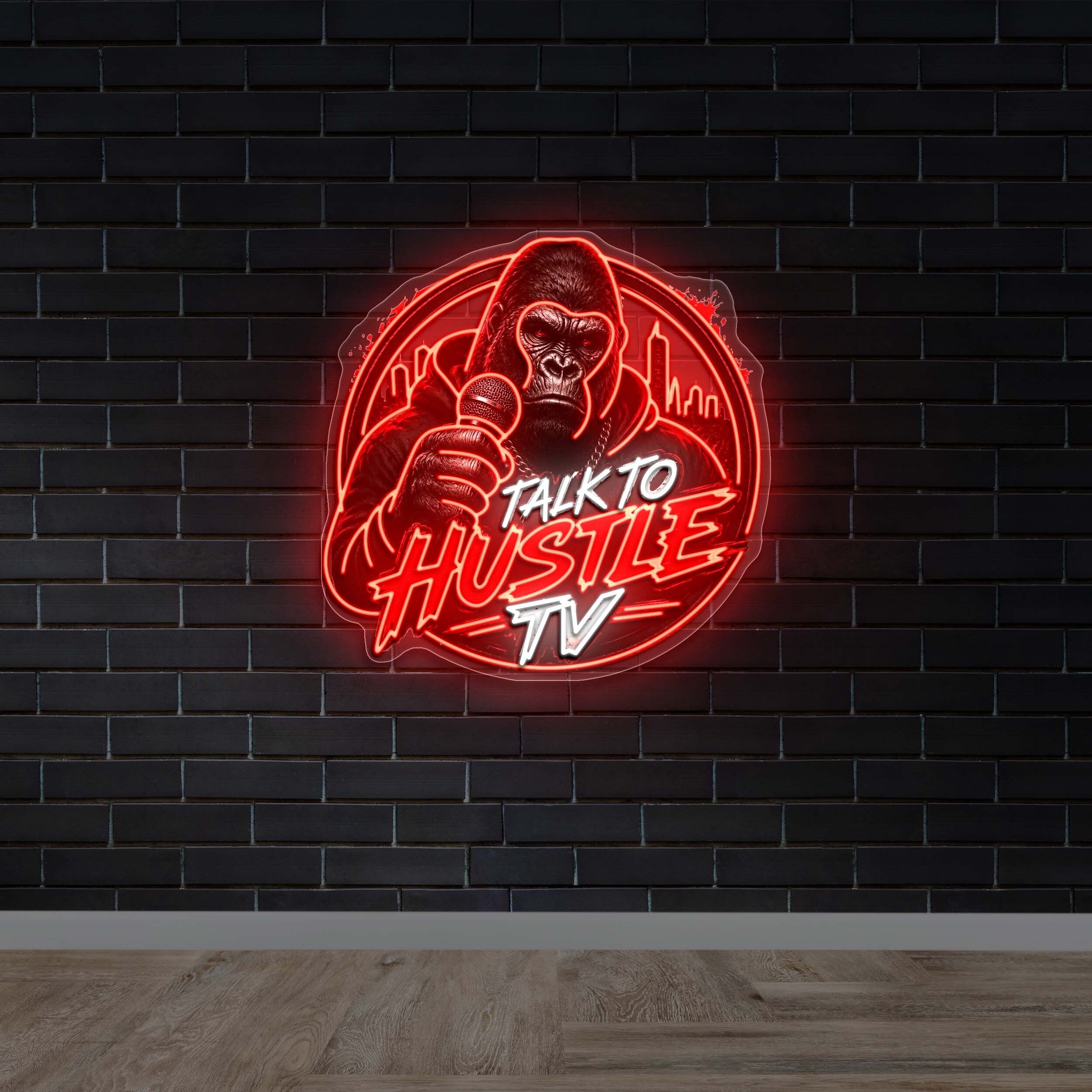 Talk to Hustle TV - Premium Neon Artwork