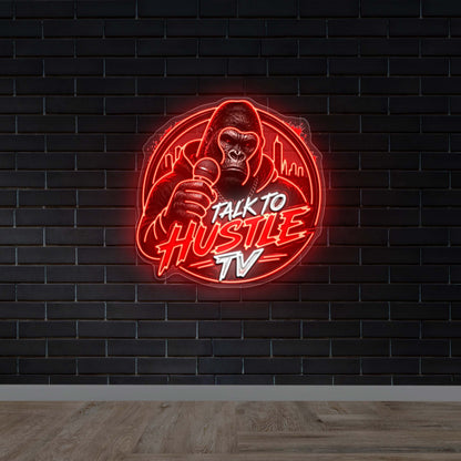 Talk to Hustle TV - Premium Neon Artwork