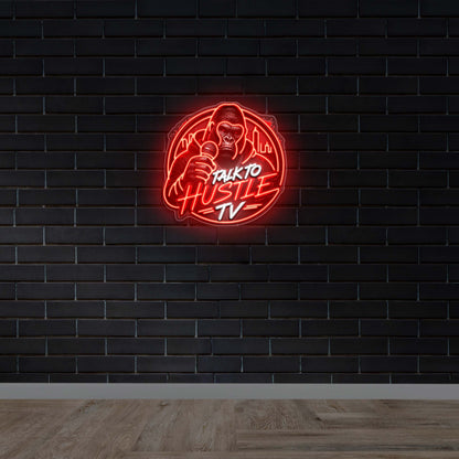 Talk to Hustle TV - Premium Neon Artwork