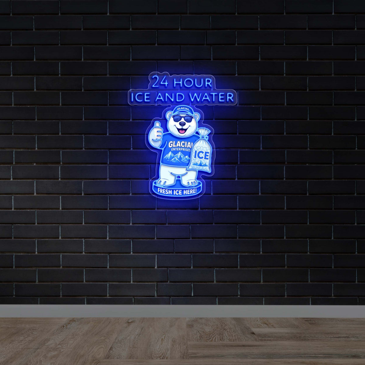 24 HOUR ICE AND WATER - Premium Neon Artwork