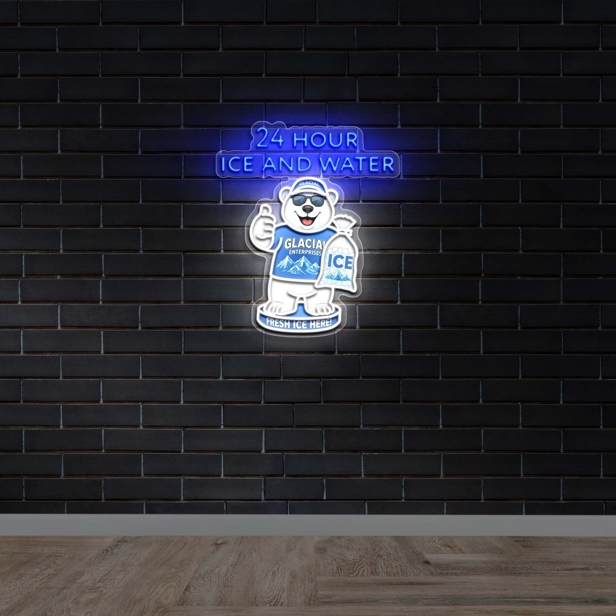24 HOUR ICE AND WATER - Premium Neon Artwork