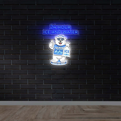 24 HOUR ICE AND WATER - Premium Neon Artwork