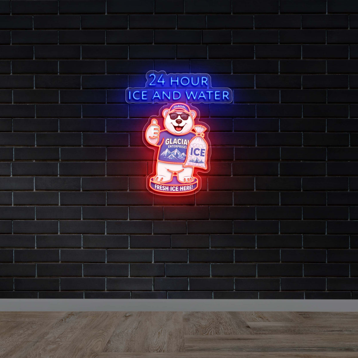 24 HOUR ICE AND WATER - Premium Neon Artwork