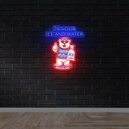 24 HOUR ICE AND WATER - Premium Neon Artwork