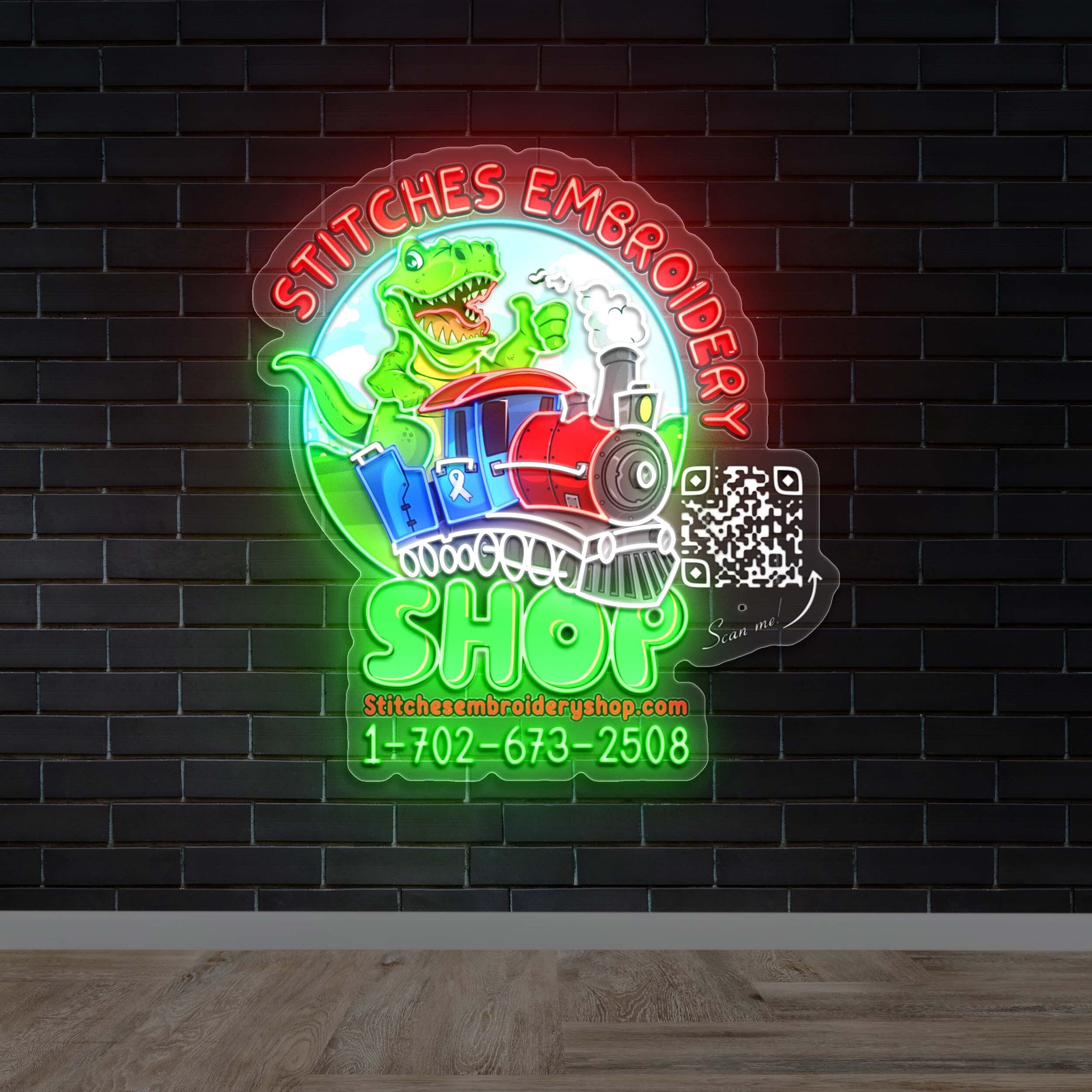 STITCHES EMBROIDERY SHOP - Premium Neon Artwork