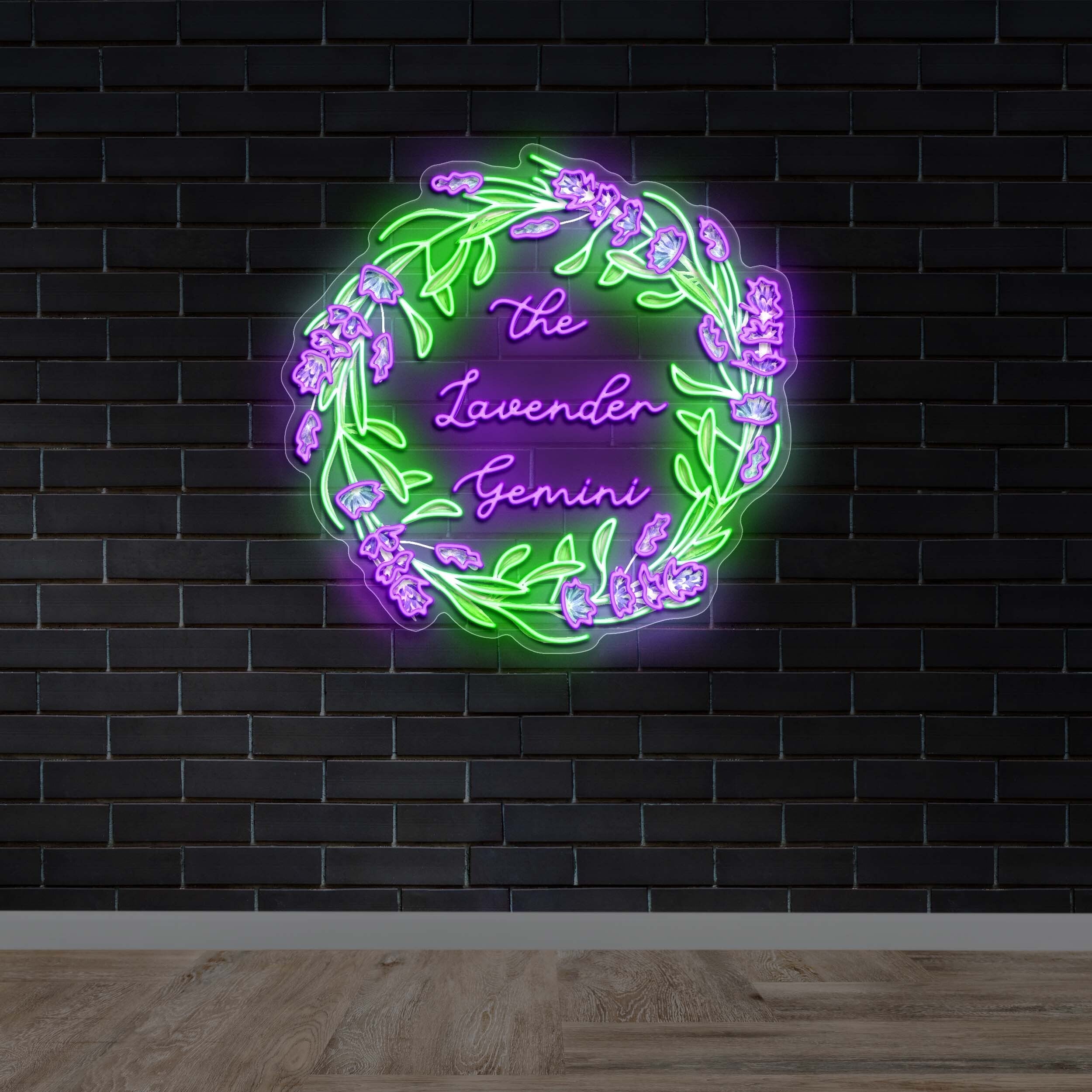 The Lavender Gemini | Circular Version - Premium Neon Artwork