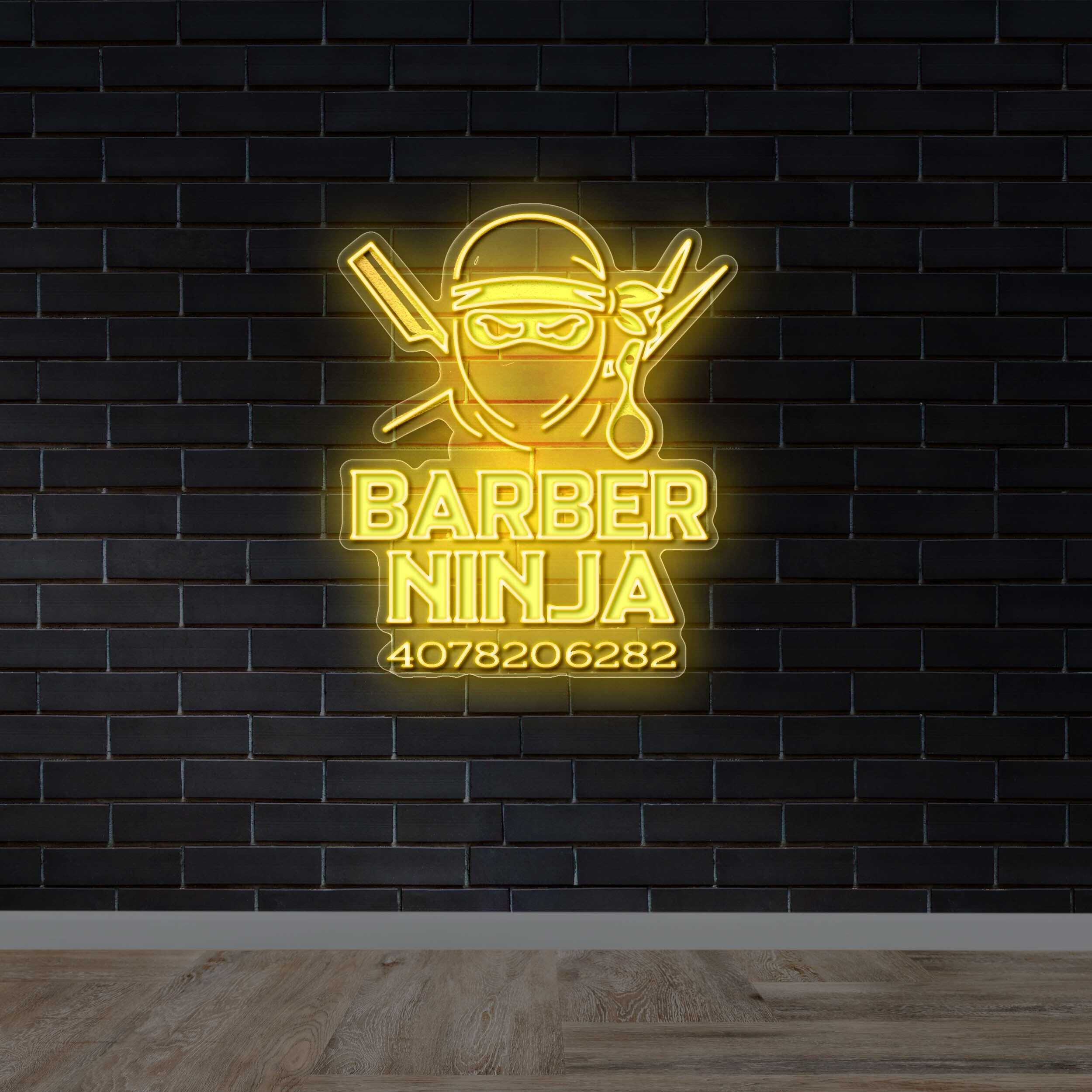 Barber Ninja - Premium Neon Artwork