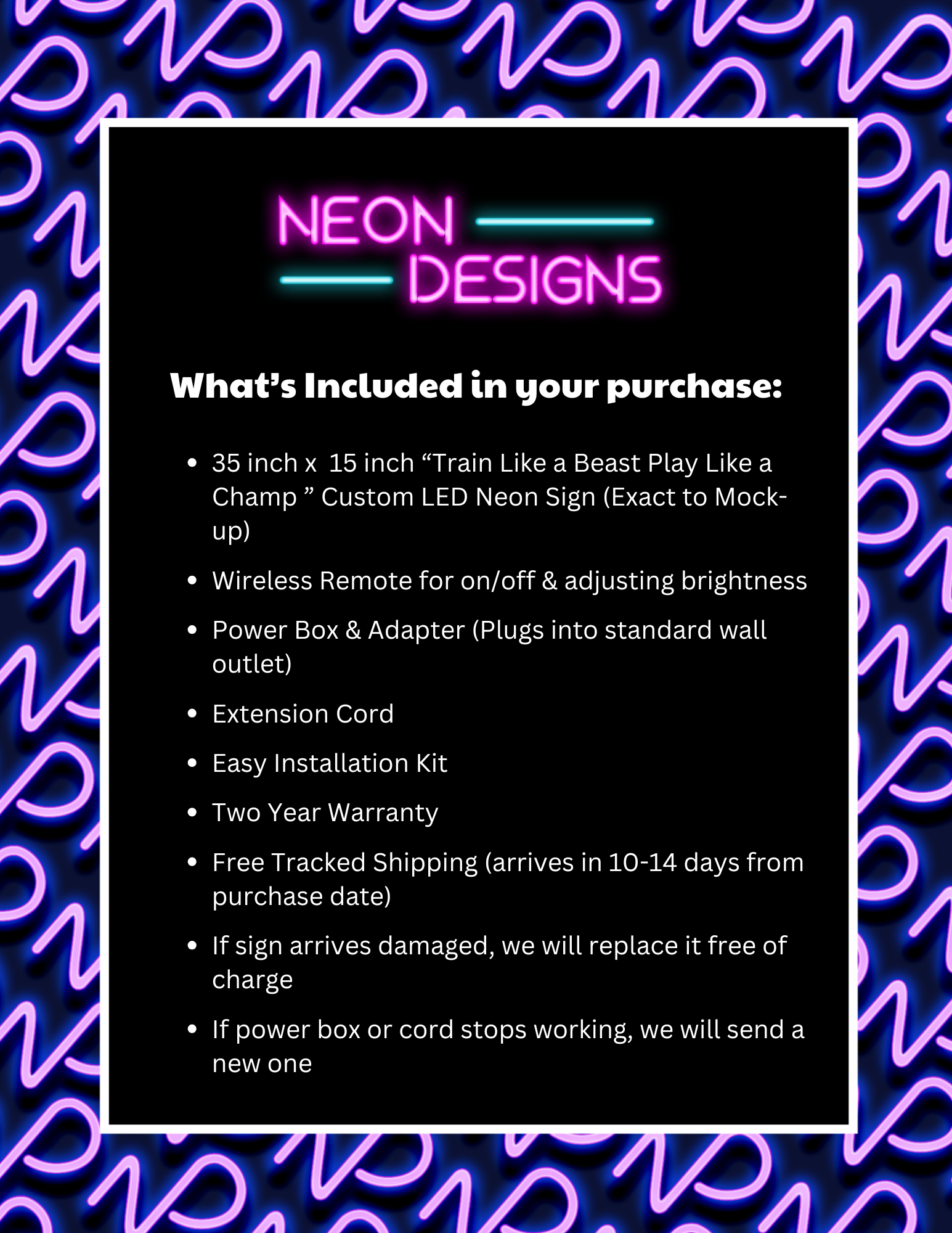 Train Like a Beast Play Like a Champ - Premium Neon Artwork