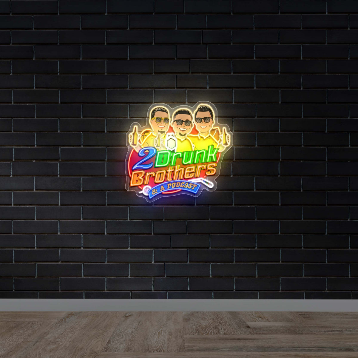 2 Drunk Brothers Podcast - Premium Neon Artwork