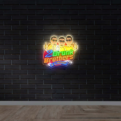 2 Drunk Brothers Podcast - Premium Neon Artwork