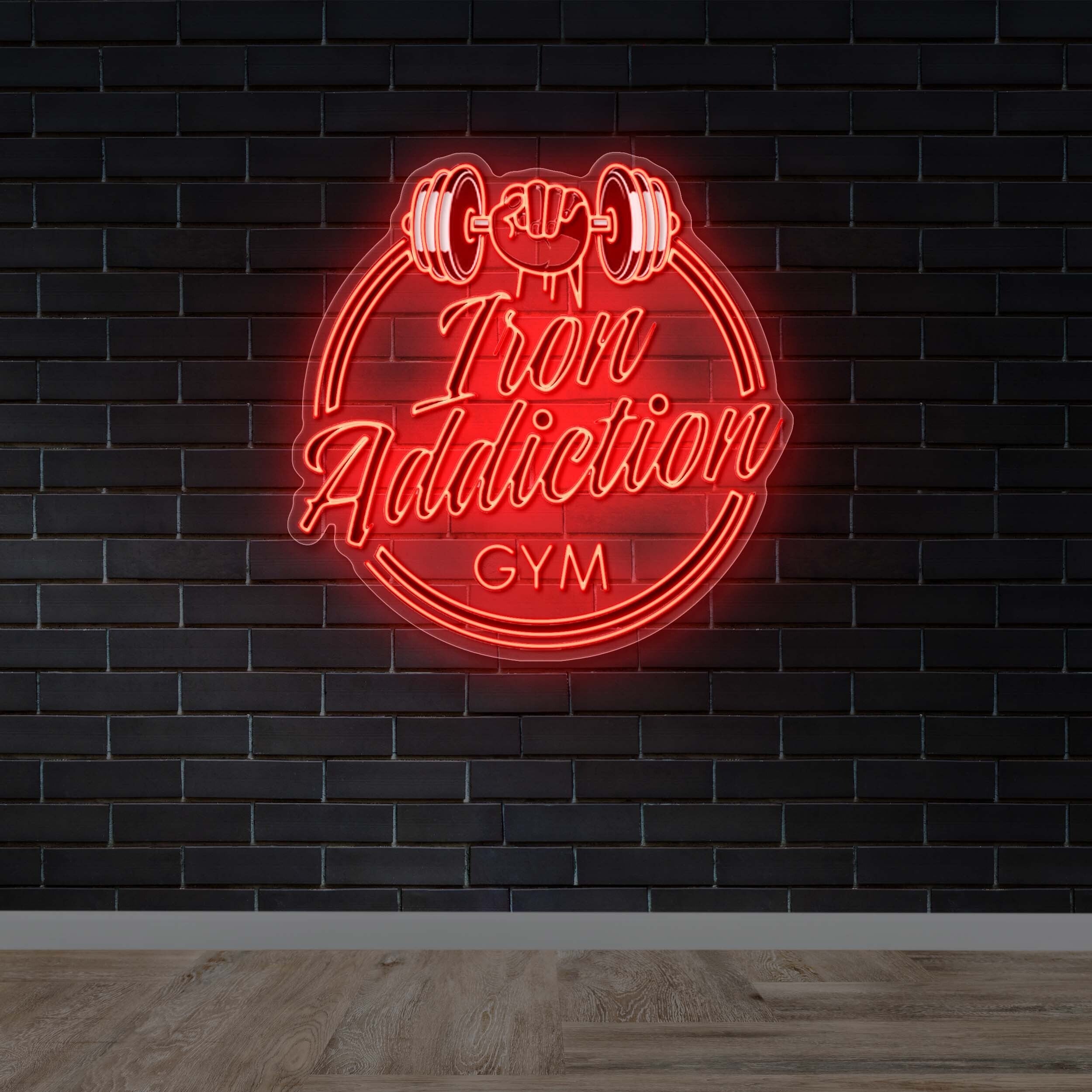 Iron Addiction Gym - Premium Neon Artwork