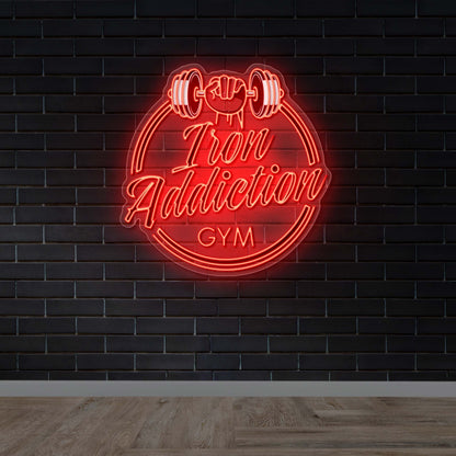 Iron Addiction Gym - Premium Neon Artwork