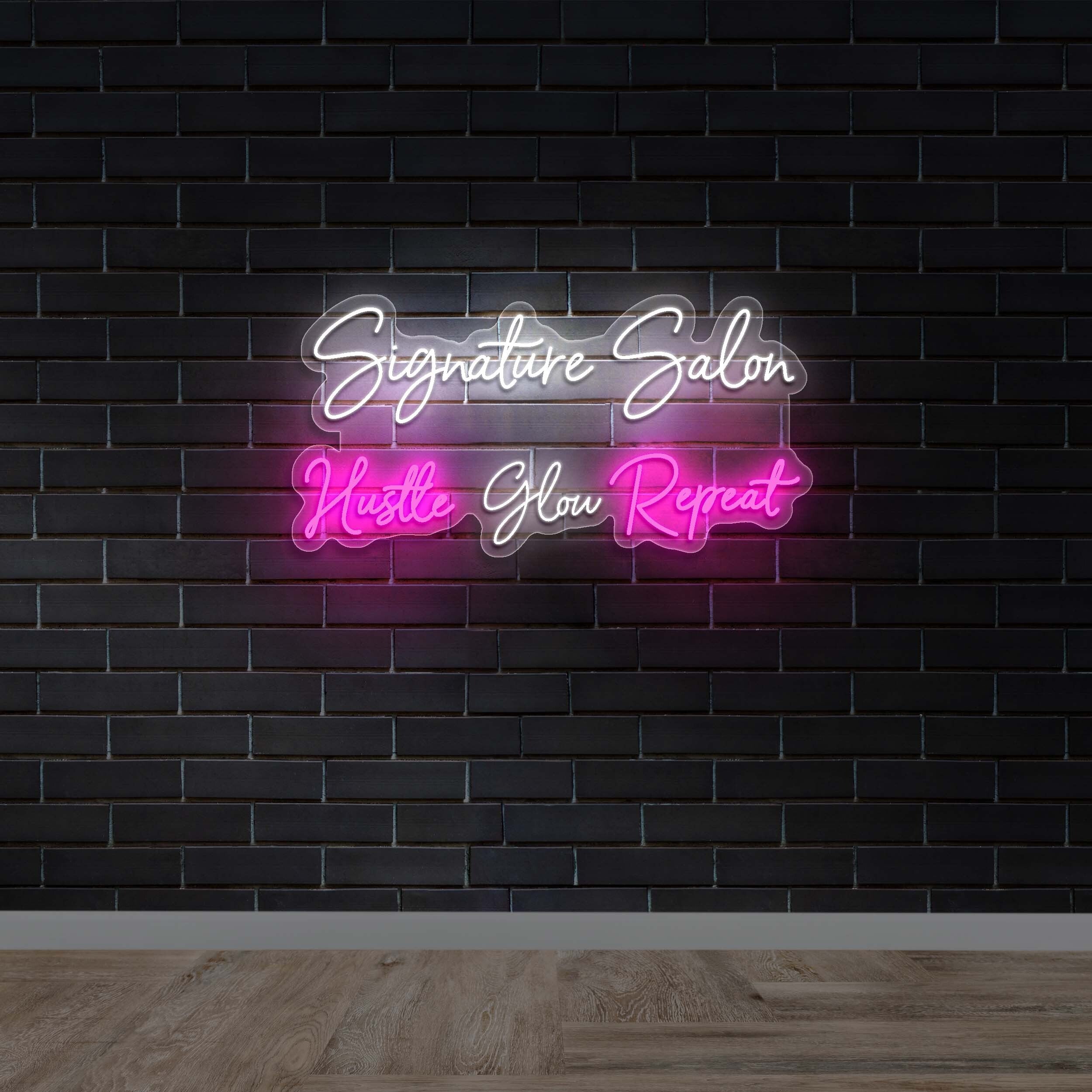 Signature Salon Hustle Glow Repeat | Backlit Version - Premium Neon Artwork