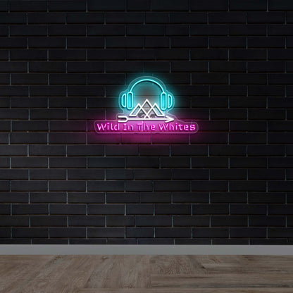 Wild In The Whites with Headphones - Premium Neon Artwork