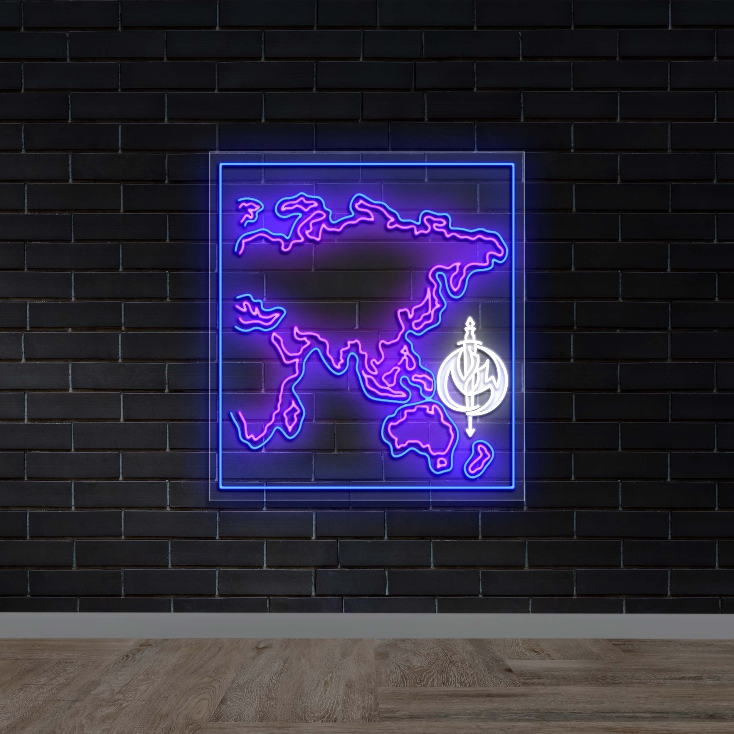 Russia Map with N3W WORLD Logo - Premium Neon Artwork