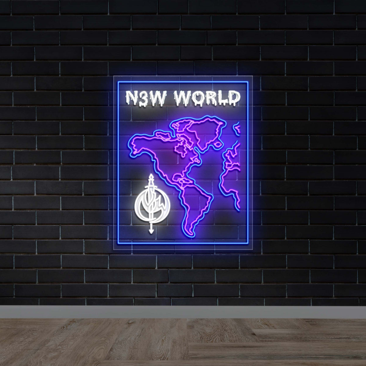ENTERTAINMENT World Map - Premium Neon Artwork