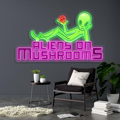 ALIENS ON MUSHROOMS - Premium Neon Artwork